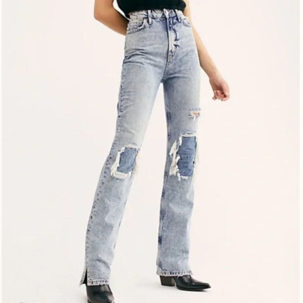 Free People High Rise Acid Wash Jeans